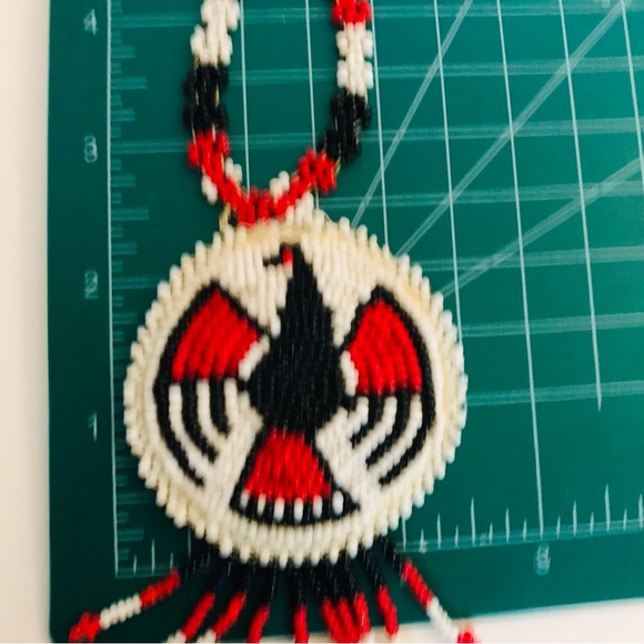 Vintage Hand Beaded Thunderbird Necklace - Picture 9 of 11